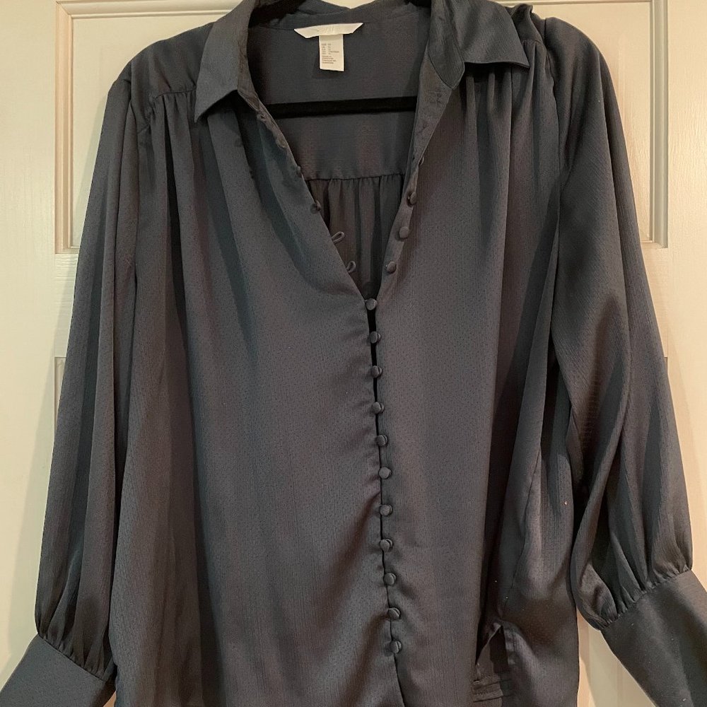 Navy Button Up Blouse